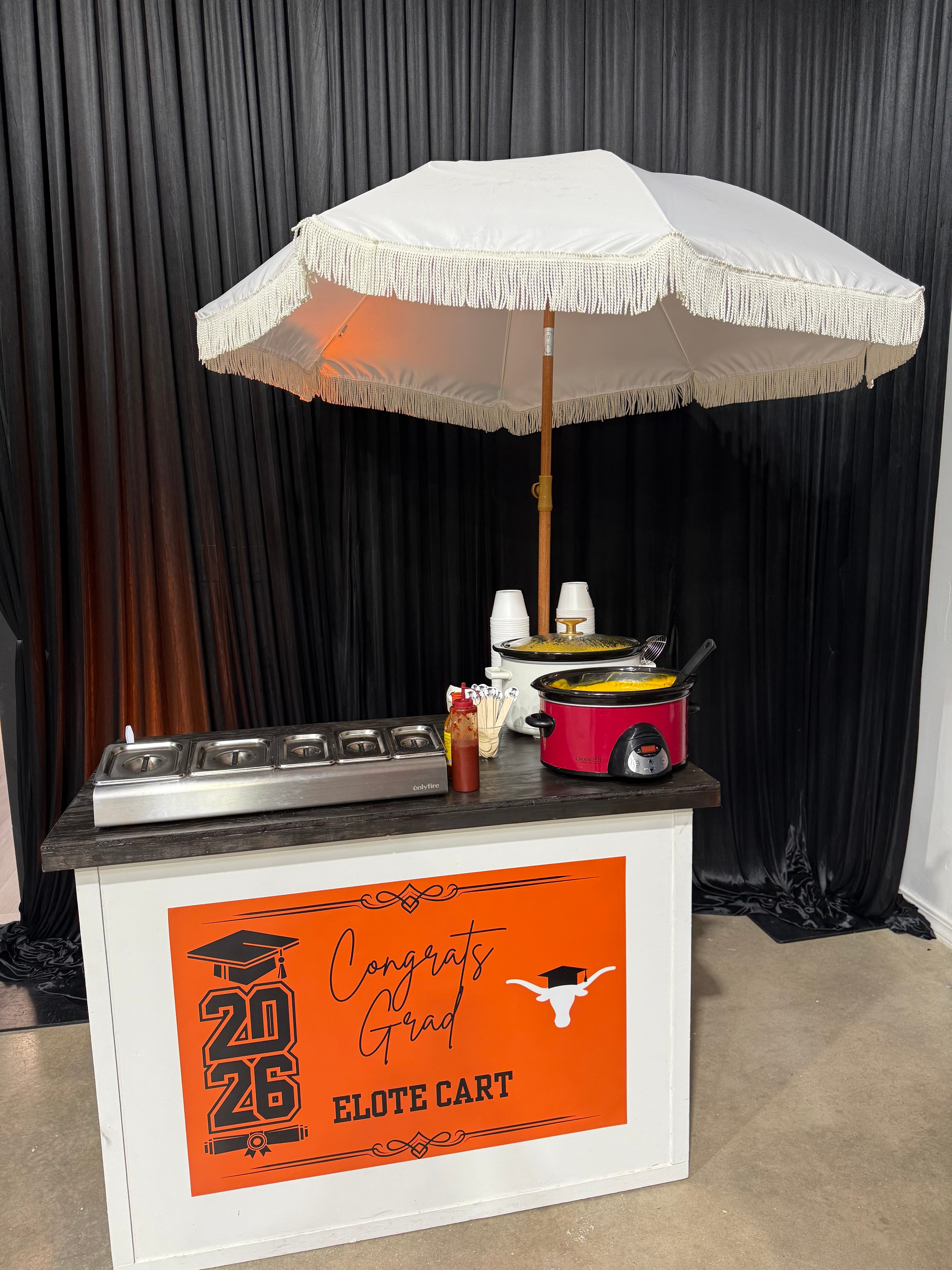 Elote cart prepared for an event