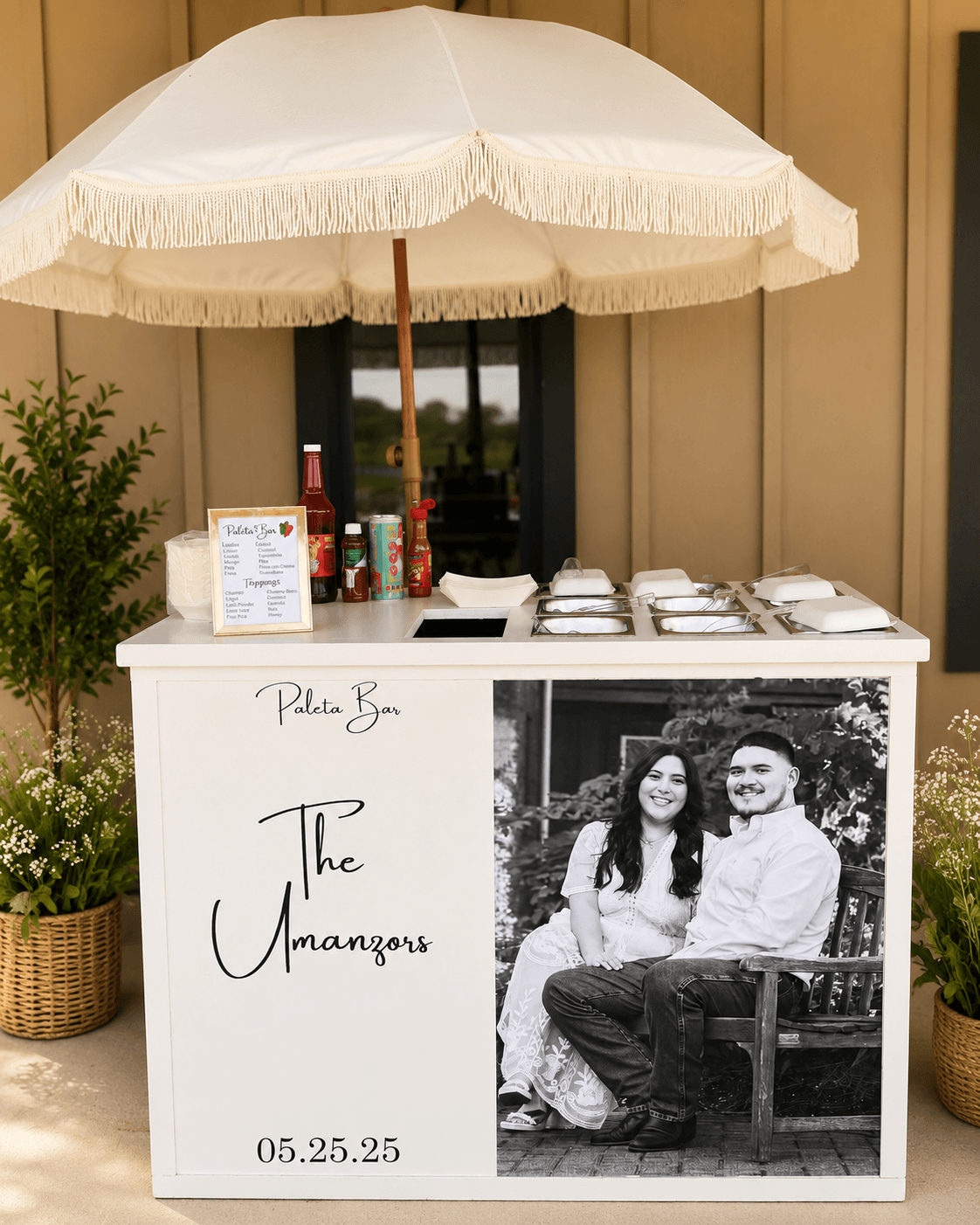 White paleta cart styled for an event