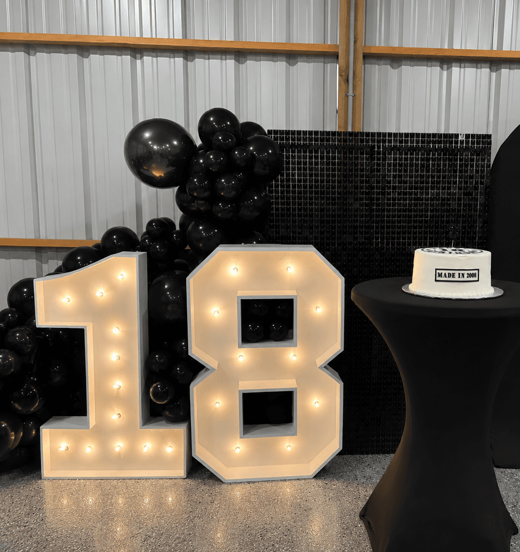Marquee display with coordinated event decorations
