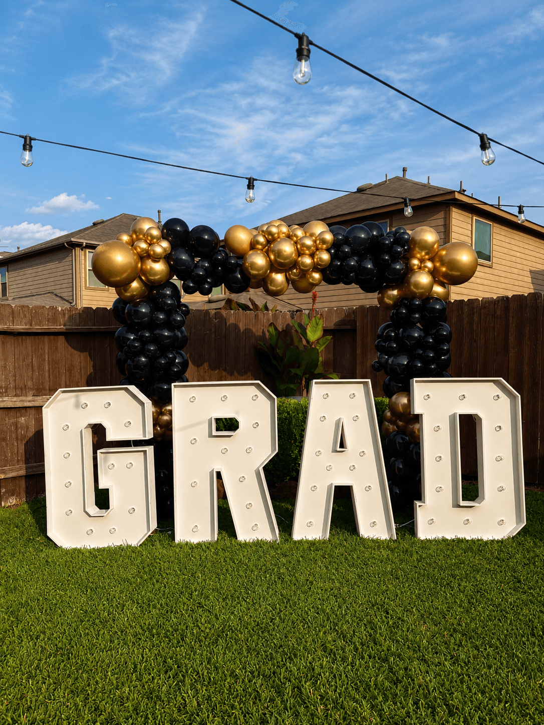 Marquee letter rentals displayed at a celebration