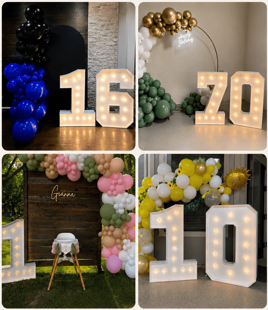 Marquee letters displayed at a celebration